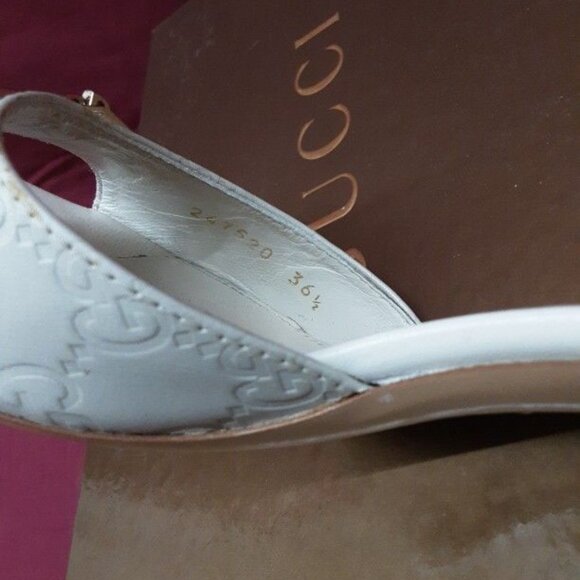 Gucci Guccissima GG Horsebit Open Toe Mules Slides Heels Stilettos 36.5 6.5 - Picture 8 of 11